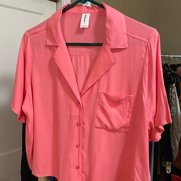 INC International Concepts Tops - INC International Concepts Pink Boxy Crop Button Down Shirt